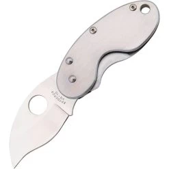 Spyderco 29P Cricket Framelock Folding Stainless Pocket Knife With Brushed Stainless Handles