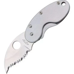 Spyderco 29S Cricket Serrated Framelock Folding Pocket Knife With Brushed Stainless Handles