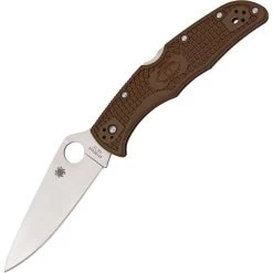 Spyderco 10FPBN Endura 4 Lockback Folding Pocket Knife With Vibrant Brown Fiberglass Reinforced Nylon Handles