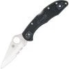 Spyderco 11PSBK Delica 4 Part Serrated Blade Lockback Folding Pocket Knife With Black FRN Handles