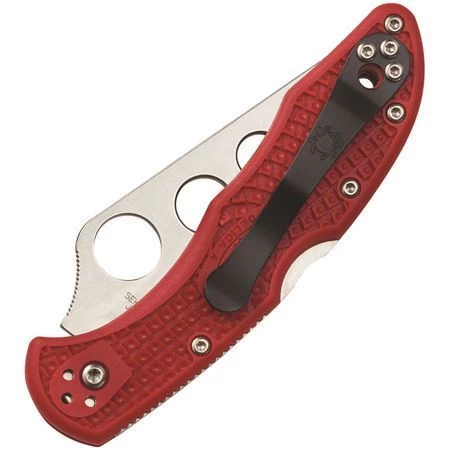 Spyderco 11TR Delica 4 Trainer Lockback Folding Stainless Blade Pocket Knife With Red FRN Handles - Image 2