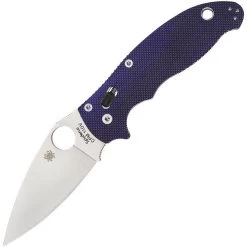 Spyderco 101GPDBL2 Manix 2 Folding Pocket Knife With Dark Blue G-10 Handle