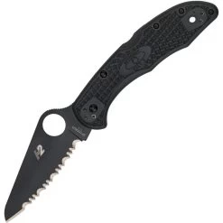 Spyderco 88SBBK2 Salt 2 Serrated Lockback Folding Pocket Knife