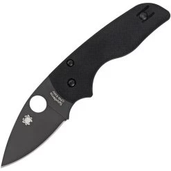 Spyderco 230GPBBK Lil Native Compression Lock DLC Coated Stainless Blade Knife With Black G10 Handle