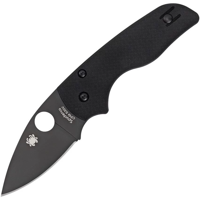 Spyderco 230GPBBK Lil Native Compression Lock DLC Coated Stainless Blade Knife With Black G10 Handle