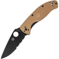 Spyderco 122PSTNBK Tenacious Linerlock Knife Tan