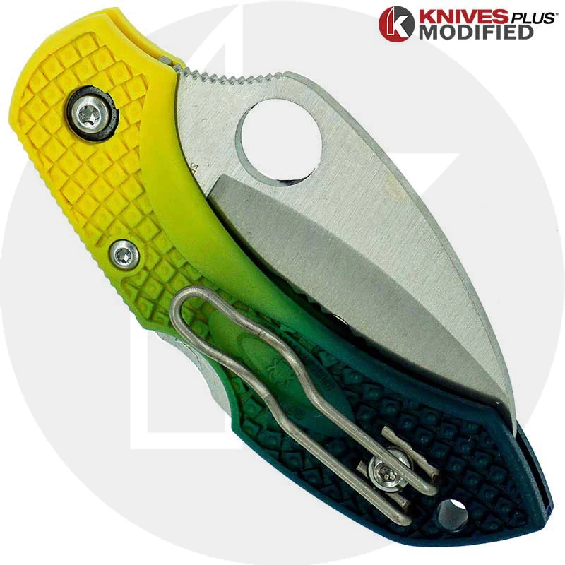 MODIFIED Spyderco Dragonfly Salt Hawkbill - BLUE Fade Rit Dye Handle - Image 4