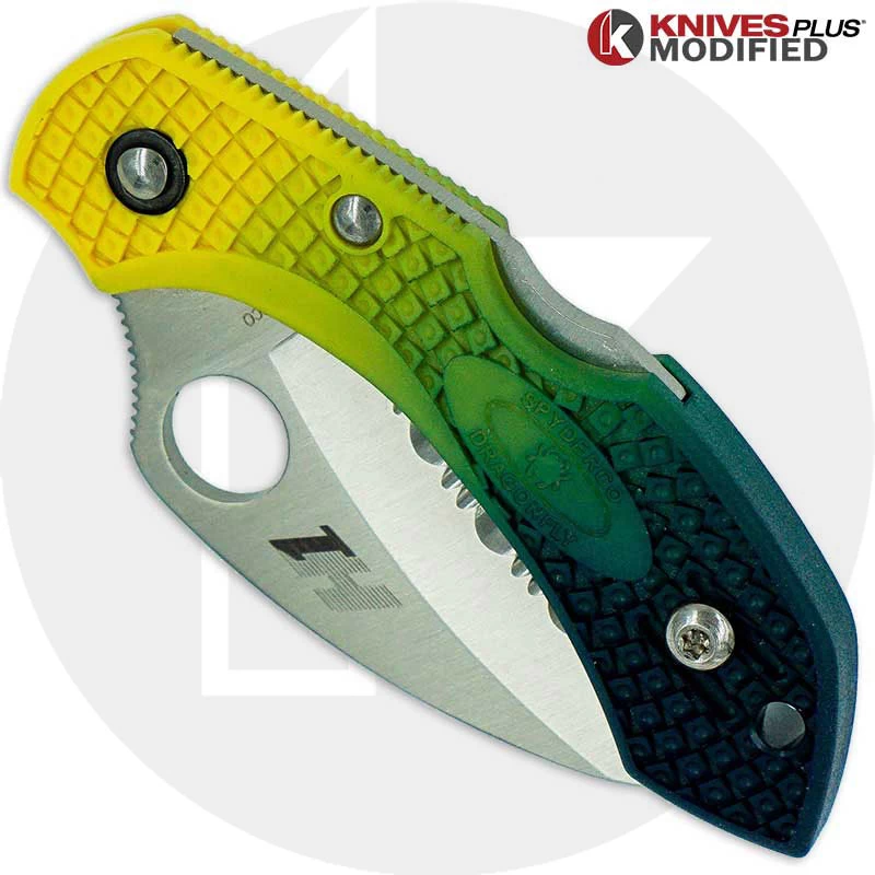 MODIFIED Spyderco Dragonfly Salt Hawkbill - BLUE Fade Rit Dye Handle - Image 3
