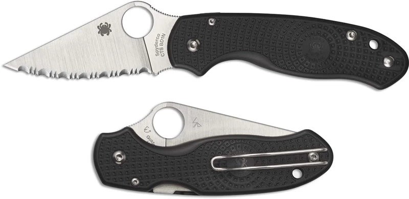 Spyderco C223SBK Para 3 Lightweight EDC Knife, Serrated Satin Blade, Black FRN Handle With Compression Lock USA Made - Image 4