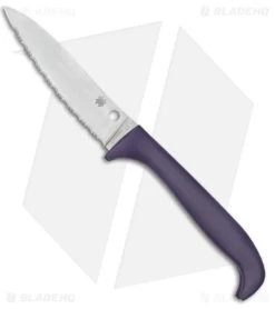 Spyderco Counter Critter Kitchen Knife Purple (3.4" Satin Serrated) K21SPR