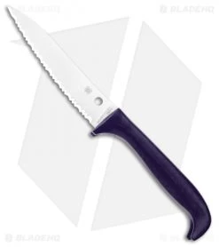 Spyderco Counter Puppy Kitchen Knife Purple (3.4" Satin Full Serr) K20SPR