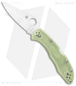 Spyderco Delica 4 Knife Flat Ground Glow Scales (2.88" Satin) C11FPGITD