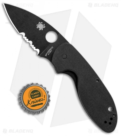 Spyderco Efficient Liner Lock Knife Black G-10 (3" Black Serr) C216GPSBBK - Image 4