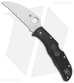 Spyderco Endela Wharncliffe Lockback Knife Black FRN (3.5" Satin Serr)