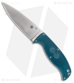Spyderco Enuff Leaf Fixed Blade Knife Blue FRN (3.95" Satin K390) FB31PBL2K390