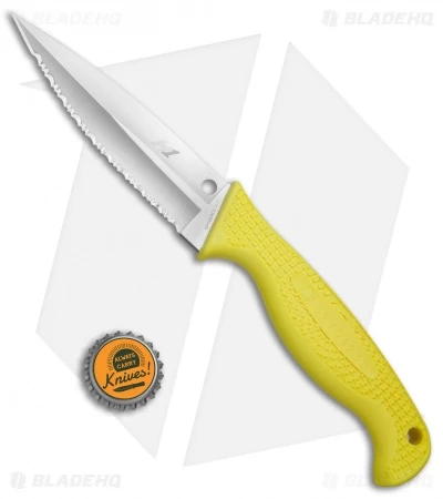 Spyderco Fish Hunter Salt Knife Yellow (4.39" Satin Full Serr) FB40SYL - Image 4