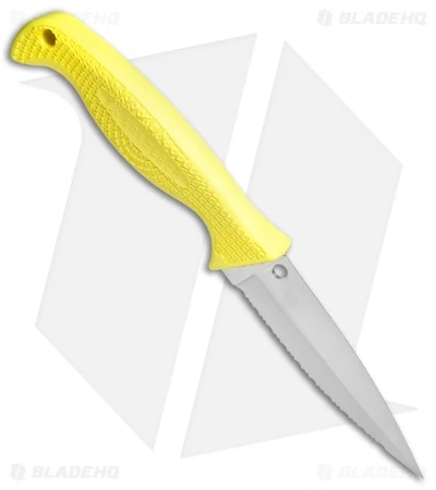 Spyderco Fish Hunter Salt Knife Yellow (4.39" Satin Full Serr) FB40SYL - Image 2