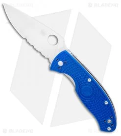 Spyderco Tenacious Lightweight Blue FRN Knife (3.4" Satin Serr S35VN) C122PSBL