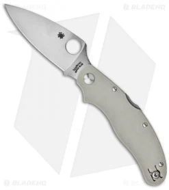 Spyderco Caly 3 Aogami Super Blue Gray G-10 Knife (3" Satin Plain) C113GPGY