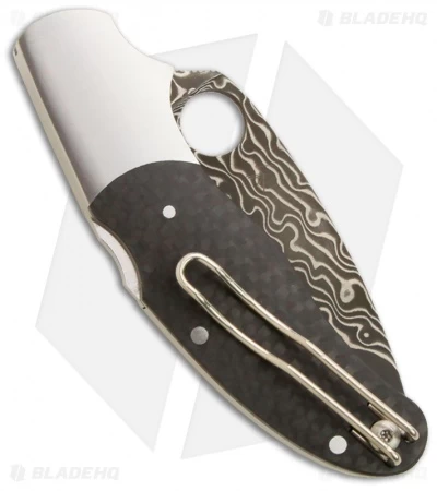 Spyderco Caly 3 Sprint Carbon Fiber Damascus Knife (3" Plain) C113CFPD - Image 2