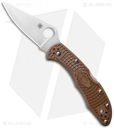 Spyderco Delica 4 Knife Flat Ground Brown FRN (2.88" Satin) C11FPBN