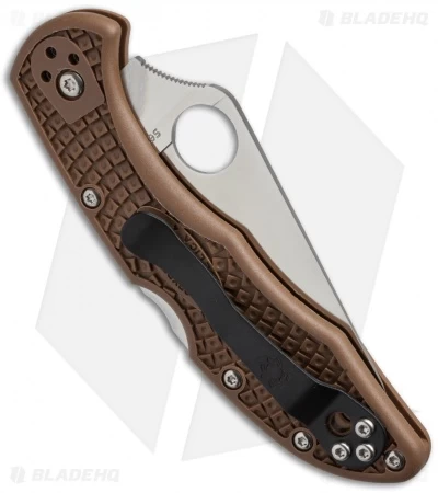 Spyderco Delica 4 Knife Flat Ground Brown FRN (2.88" Satin) C11FPBN - Image 2