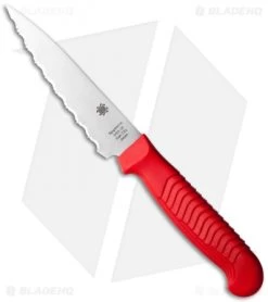 Spyderco 4" Serrated Paring Knife Red Sermollan K05SRD